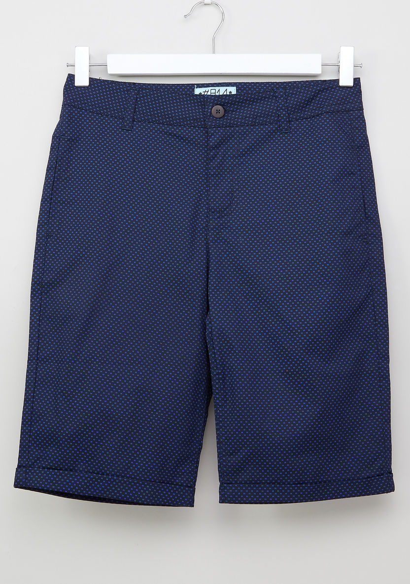 Posh Clothing Printed Flat-Front Cotton Shorts-Shorts-image-0