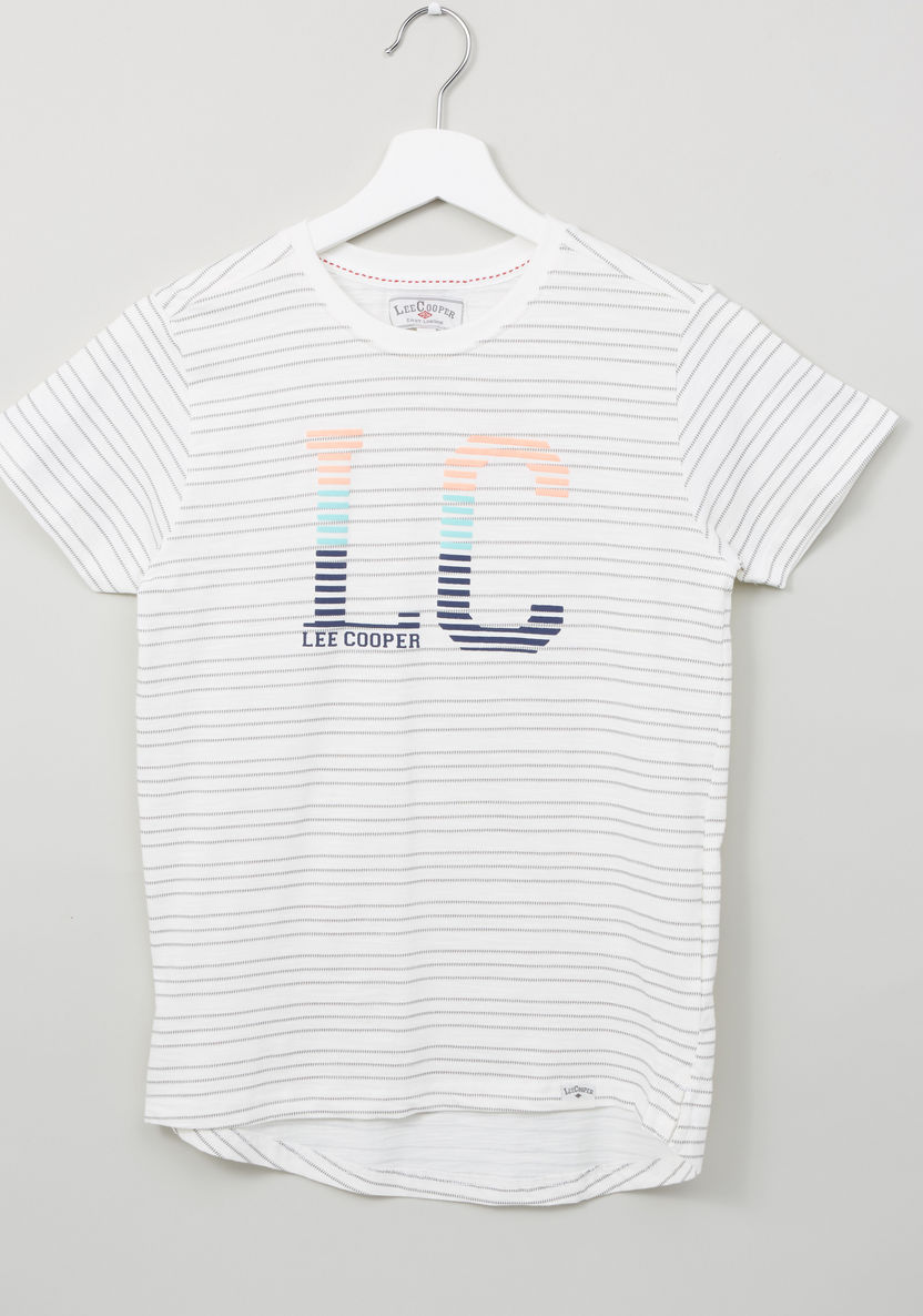 Lee Cooper Striped Printed T-shirt with Short Sleeves-T Shirts-image-0