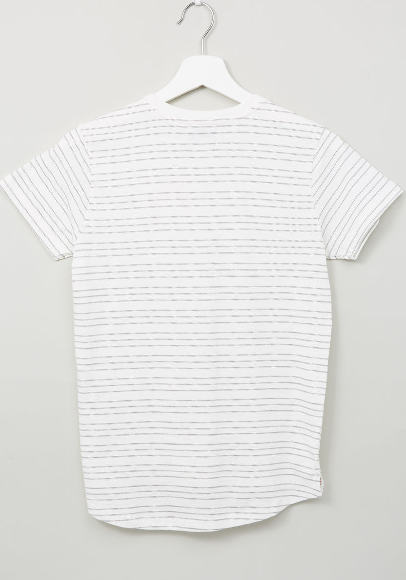 Lee Cooper Striped Printed T-shirt with Short Sleeves-T Shirts-image-2
