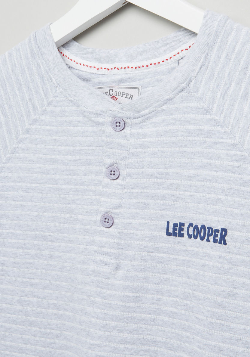 Lee Cooper Striped Henley Neck T-shirt-T Shirts-image-1