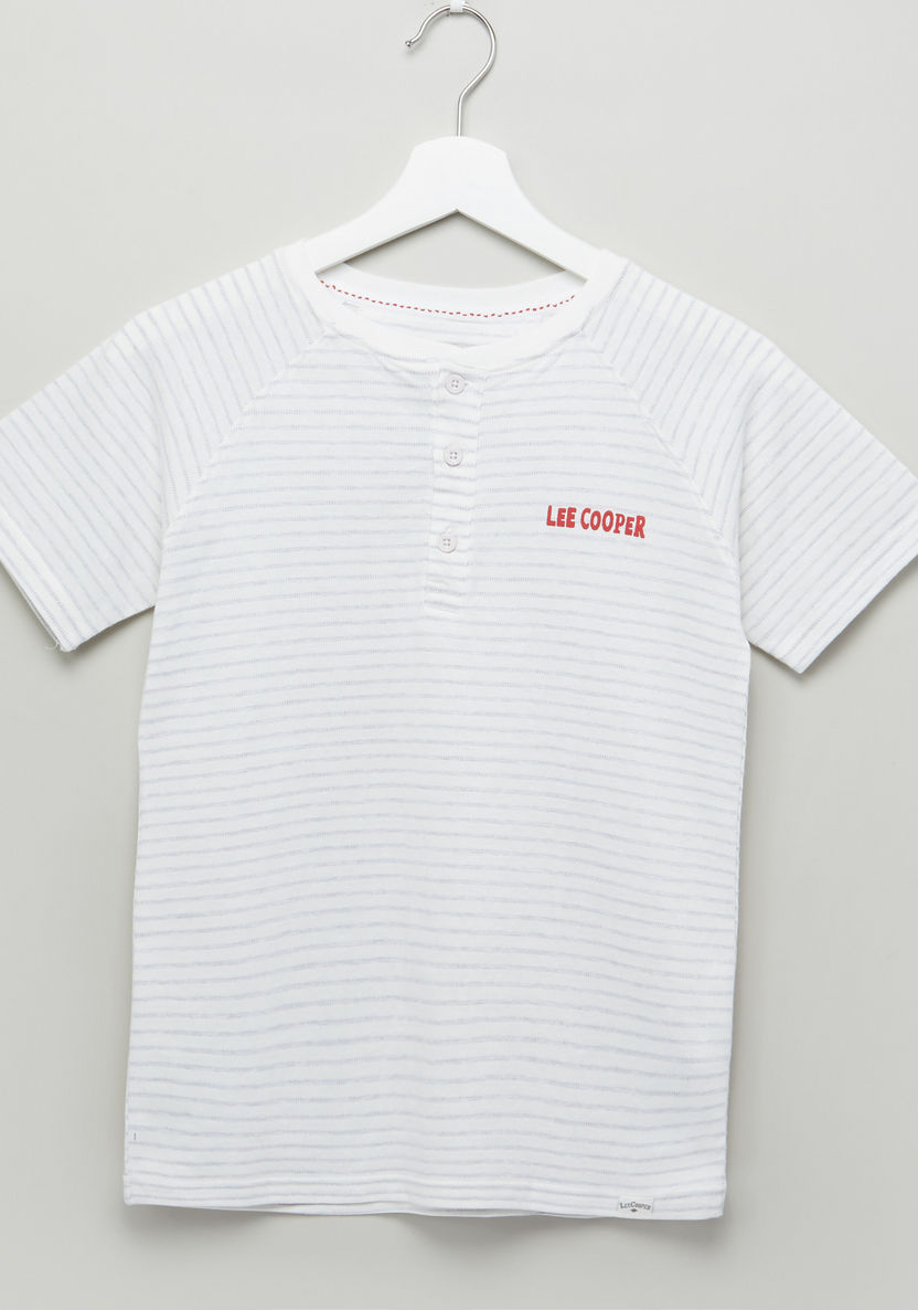 Lee Cooper Striped Henley Neck T-shirt-T Shirts-image-0