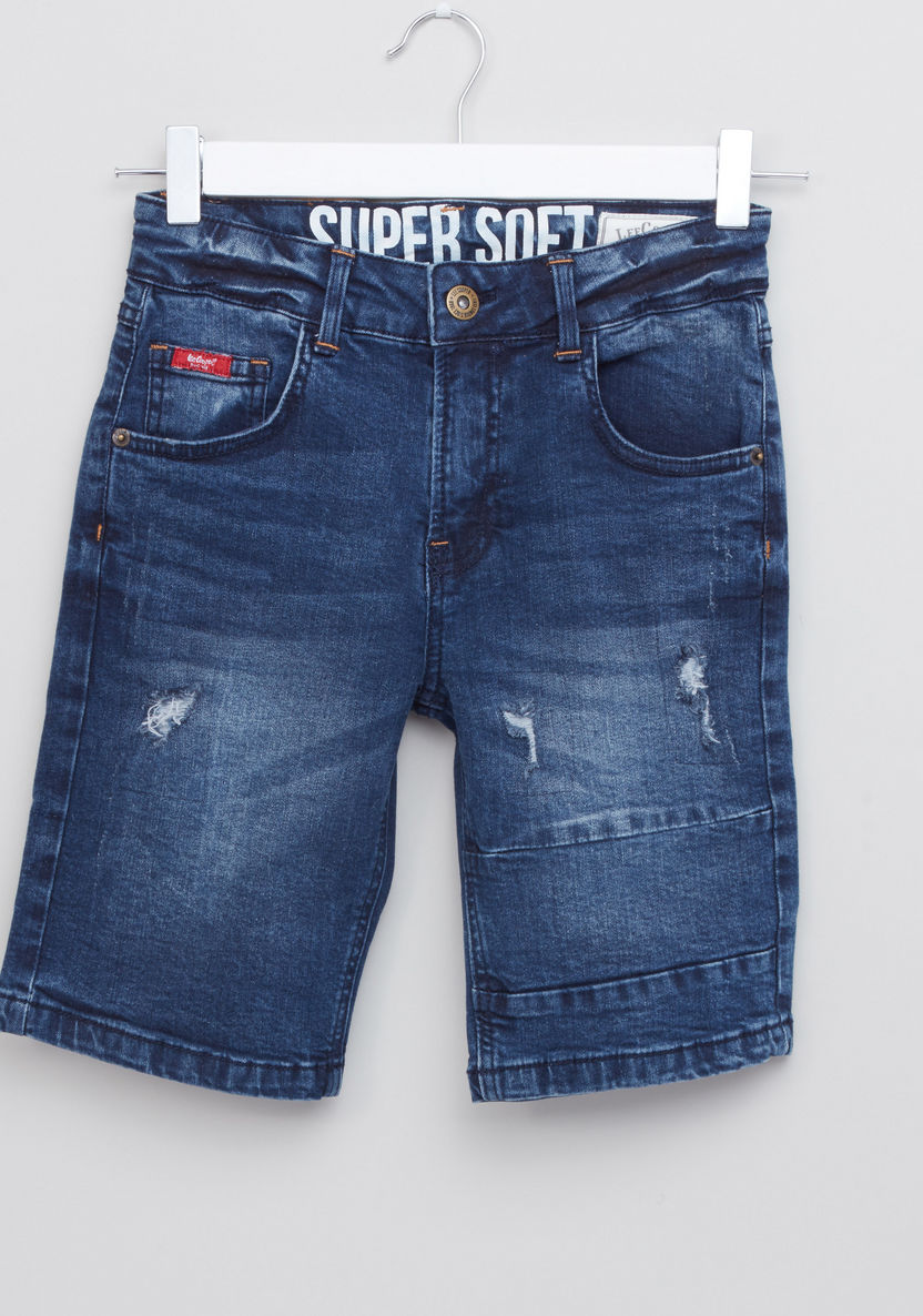 Lee Cooper Denim Shorts with Distressed Detail-Shorts-image-0