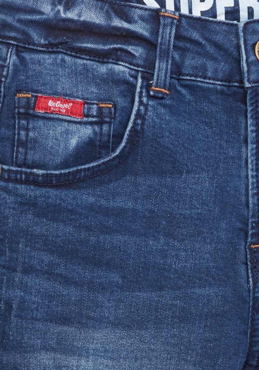 Lee Cooper Denim Shorts with Distressed Detail-Shorts-image-1