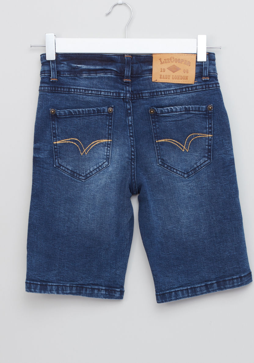 Lee Cooper Denim Shorts with Distressed Detail-Shorts-image-2