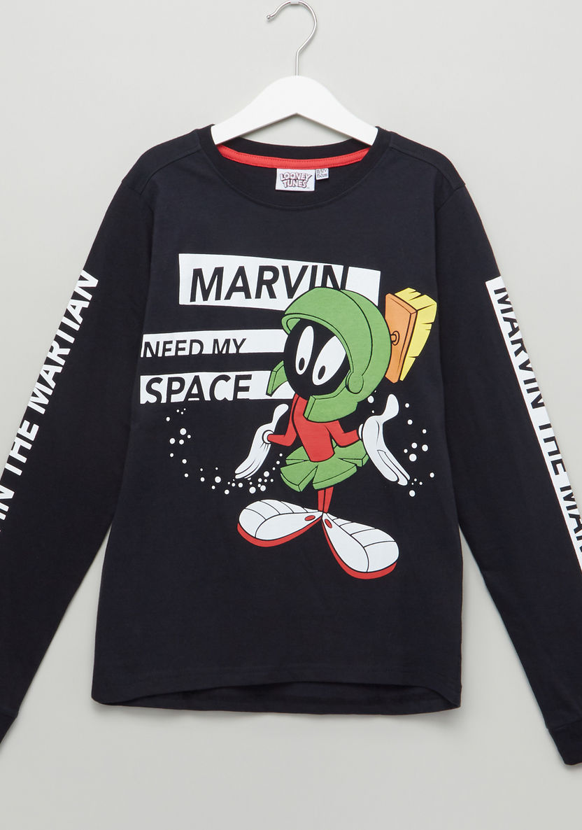 Marvin the Martian Printed Long Sleeves T-shirt-T Shirts-image-0