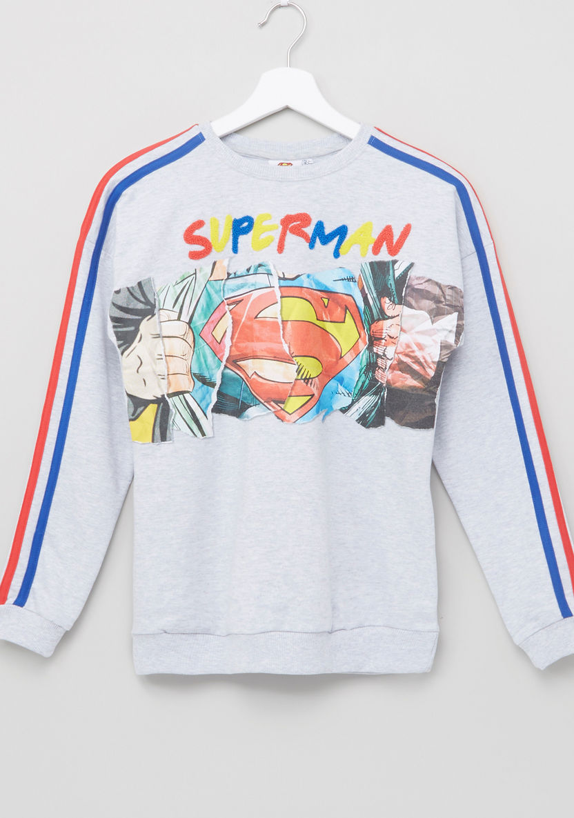 Superman Printed Sweatshirt with Jog Pants-Clothes Sets-image-1