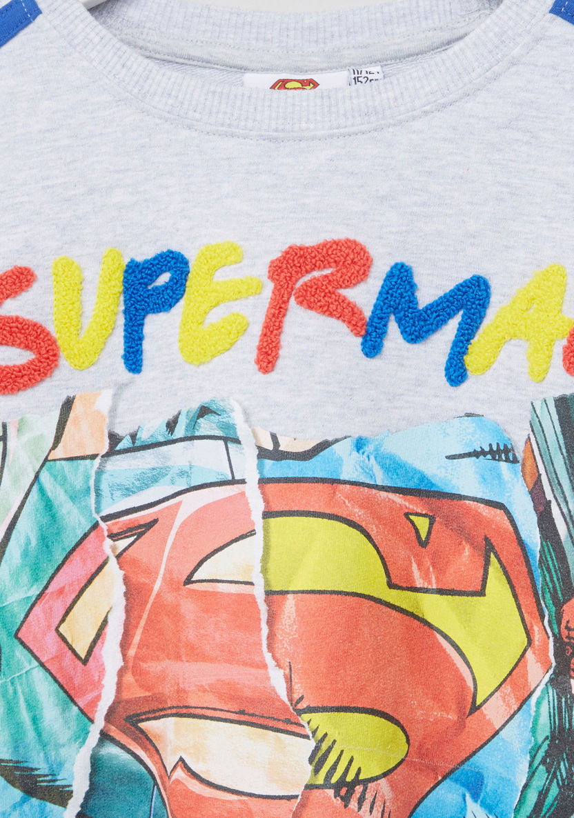 Superman Printed Sweatshirt with Jog Pants-Clothes Sets-image-2