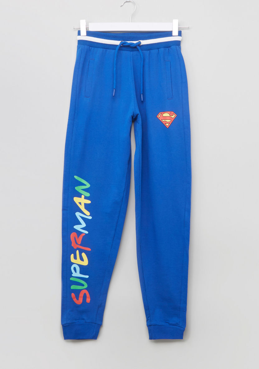 Superman Printed Sweatshirt with Jog Pants-Clothes Sets-image-4