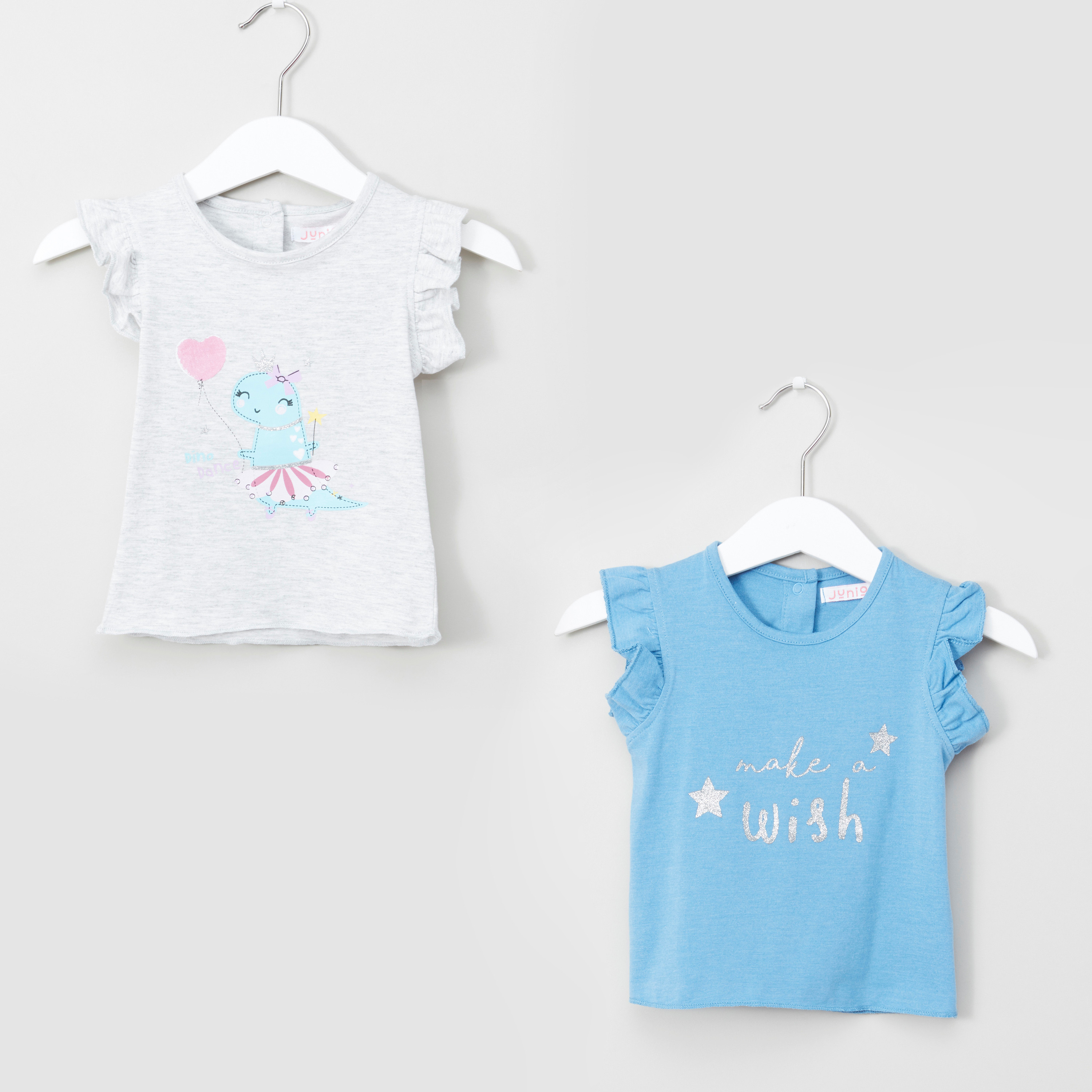 تيشيرت بطبعات جرافيكية من جونيورز– طقم من قطعتين-baby-girls-clothing-tshirts-image-1