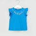 Juniors Embroidered Top with Ruffled Cap Sleeves-Blouses-thumbnail-0