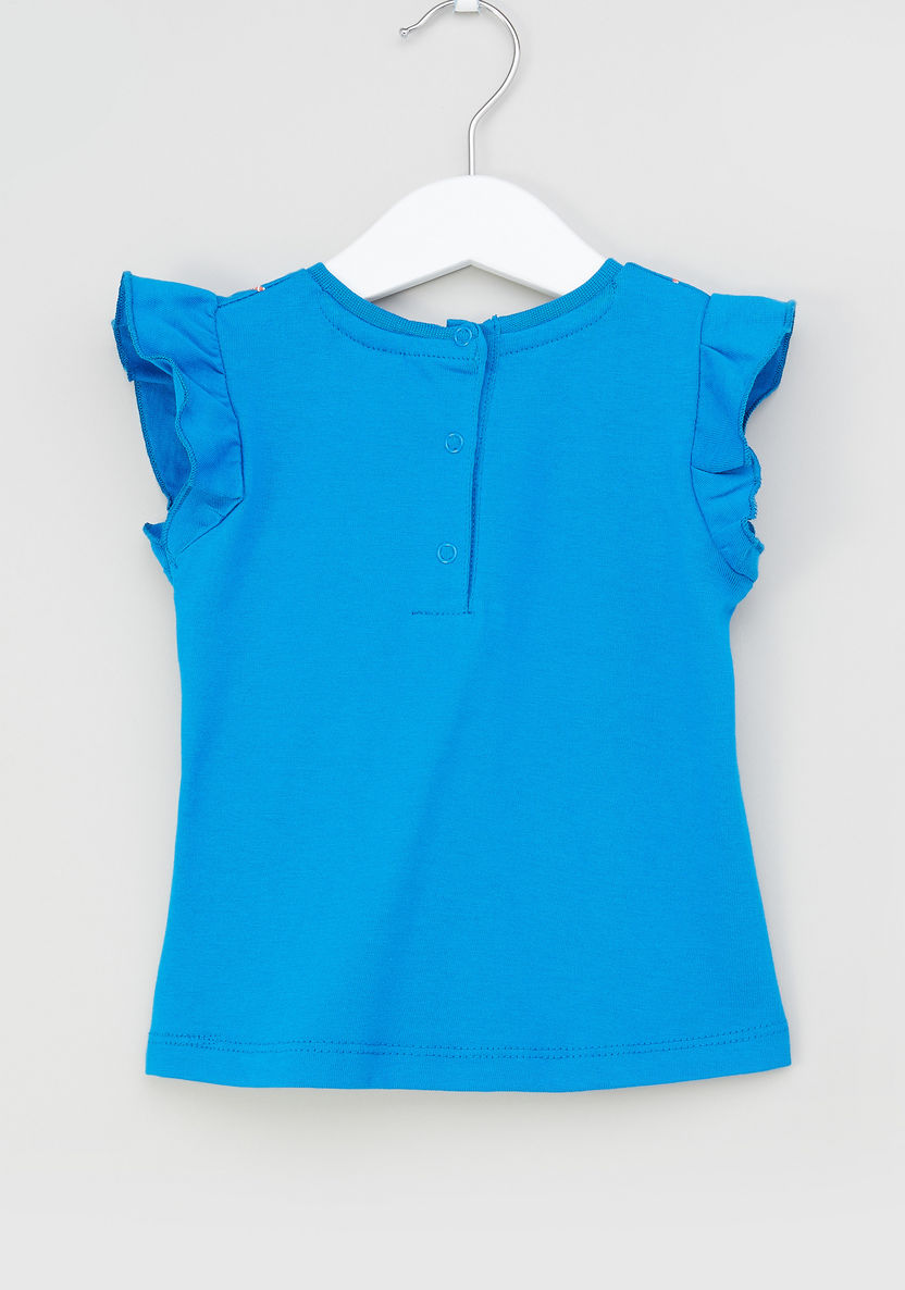 Juniors Embroidered Top with Ruffled Cap Sleeves-Blouses-image-2