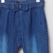 Juniors Denim Pants with Elasticised Waistband and Bow Detail-Jeans-thumbnail-1