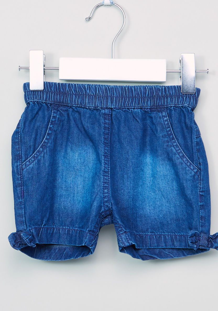 Juniors Denim Shorts with Elasticised Waistband-Shorts-image-0
