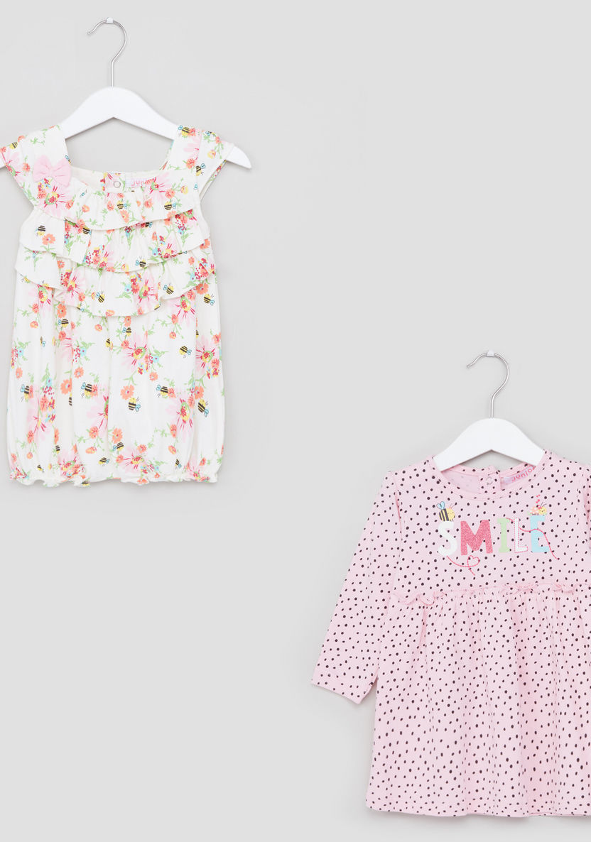 Juniors Printed Long Sleeves Top with Romper-Rompers%2C Dungarees and Jumpsuits-image-0