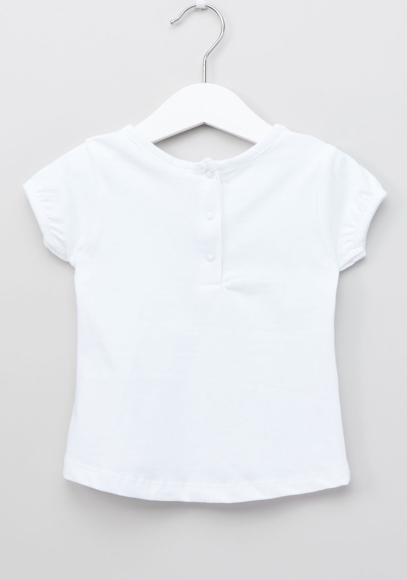 Juniors Printed Bow Detail Round Neck T-shirt-T Shirts-image-2