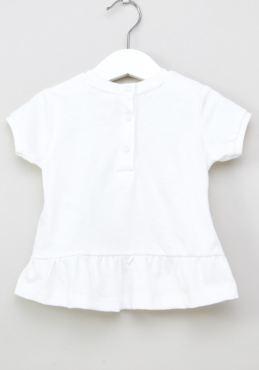Juniors Applique Detail Short Sleeves Top-Blouses-image-2