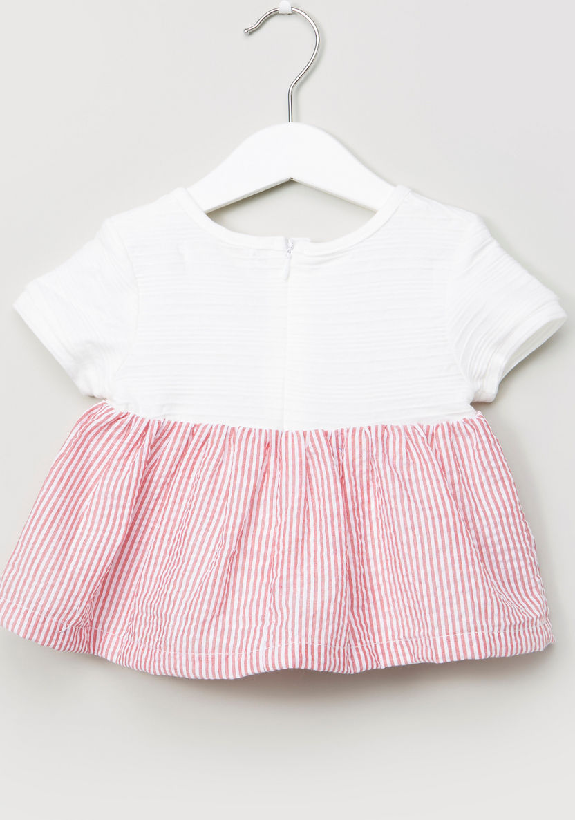 Juniors Colourblock Striped Panelled Flared Top-Blouses-image-2
