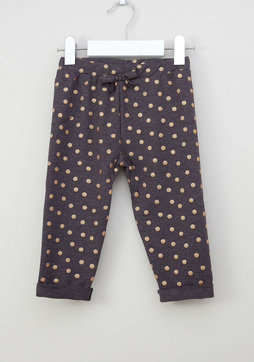 Juniors Dot Printed Pants with Elasticised Waistband-Pants-image-0