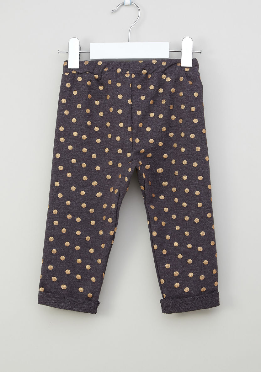 Juniors Dot Printed Pants with Elasticised Waistband-Pants-image-2