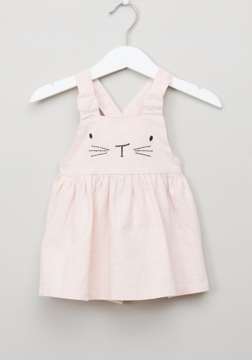 Juniors Striped Top with Embroidered Pinafore Dress-Clothes Sets-image-3