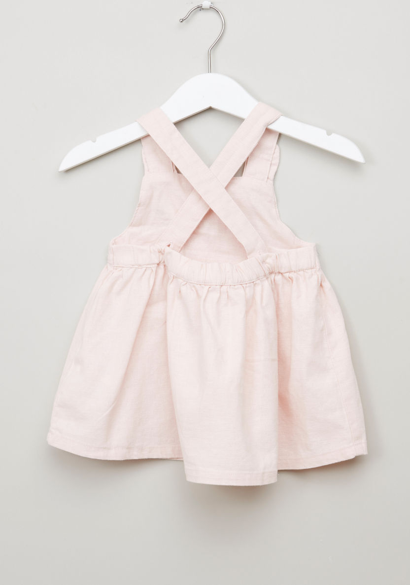 Juniors Striped Top with Embroidered Pinafore Dress-Clothes Sets-image-4