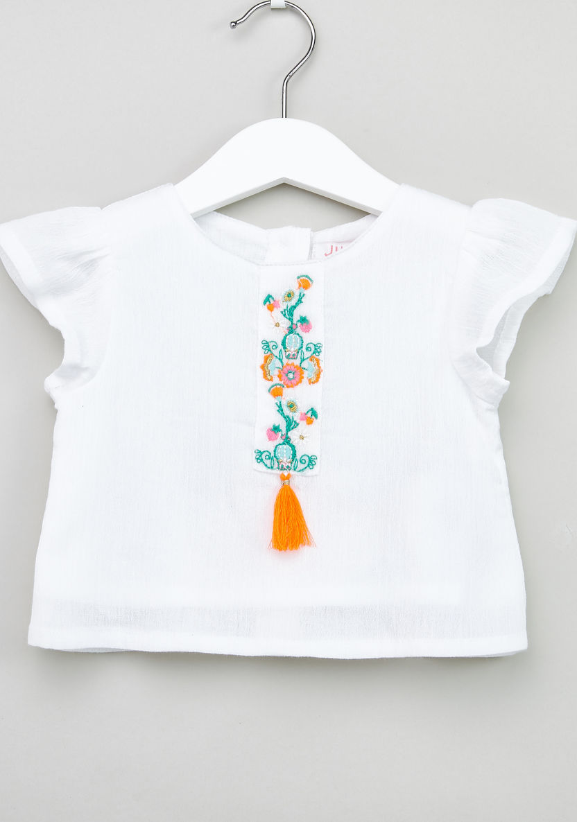 Juniors Embroidered Top with Skirt-Clothes Sets-image-1