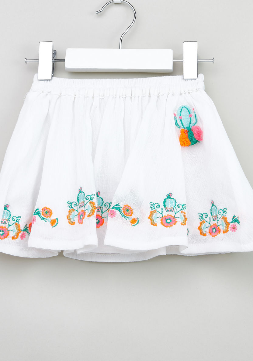 Juniors Embroidered Top with Skirt-Clothes Sets-image-5