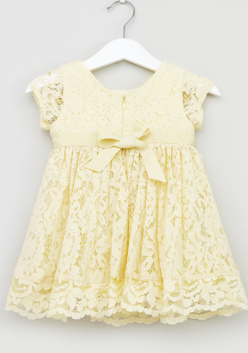 Juniors A-line Lace Dress with Tie-Up-Dresses%2C Gowns and Frocks-image-2