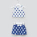 Juniors Polka Dot Printed Sleeveless Blouse with Pocket Detail Skirt-Clothes Sets-thumbnail-0
