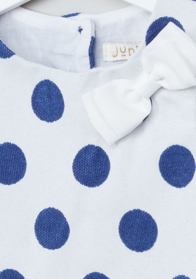 Juniors Polka Dot Printed Sleeveless Blouse with Pocket Detail Skirt-Clothes Sets-image-2