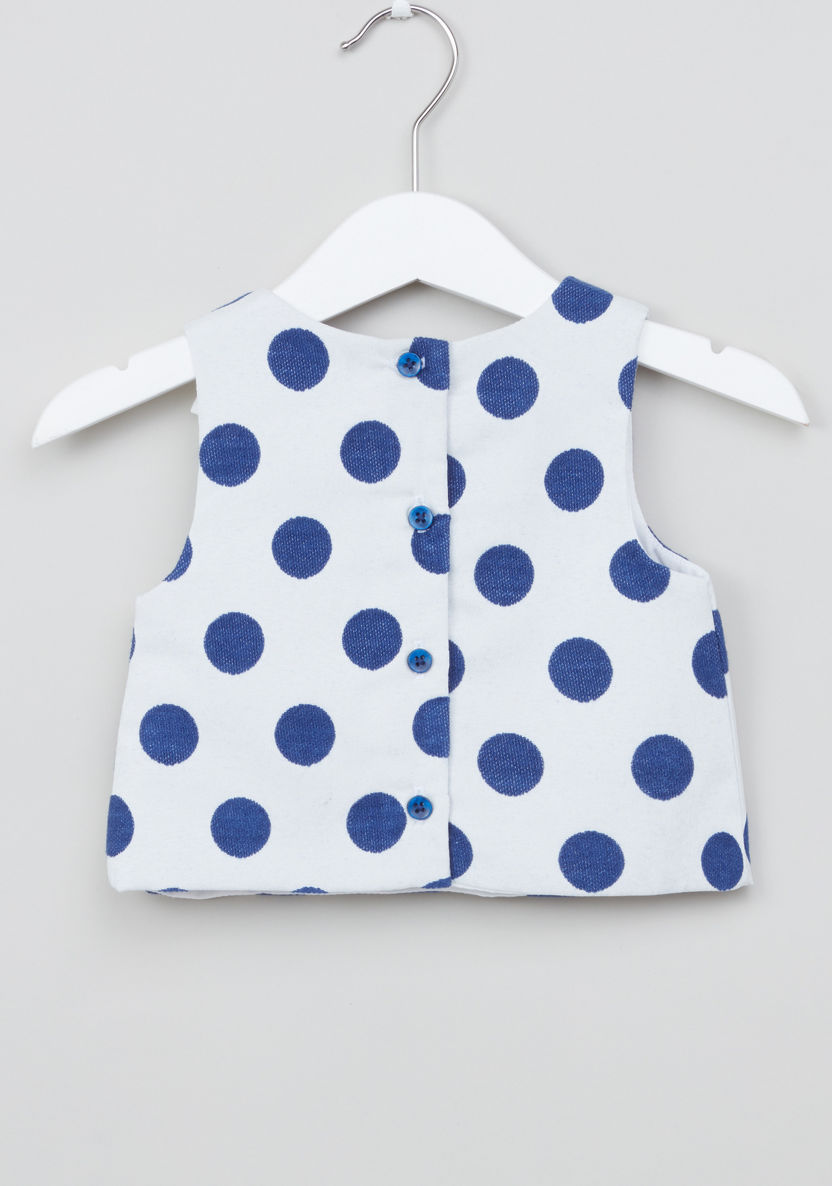 Juniors Polka Dot Printed Sleeveless Blouse with Pocket Detail Skirt-Clothes Sets-image-3