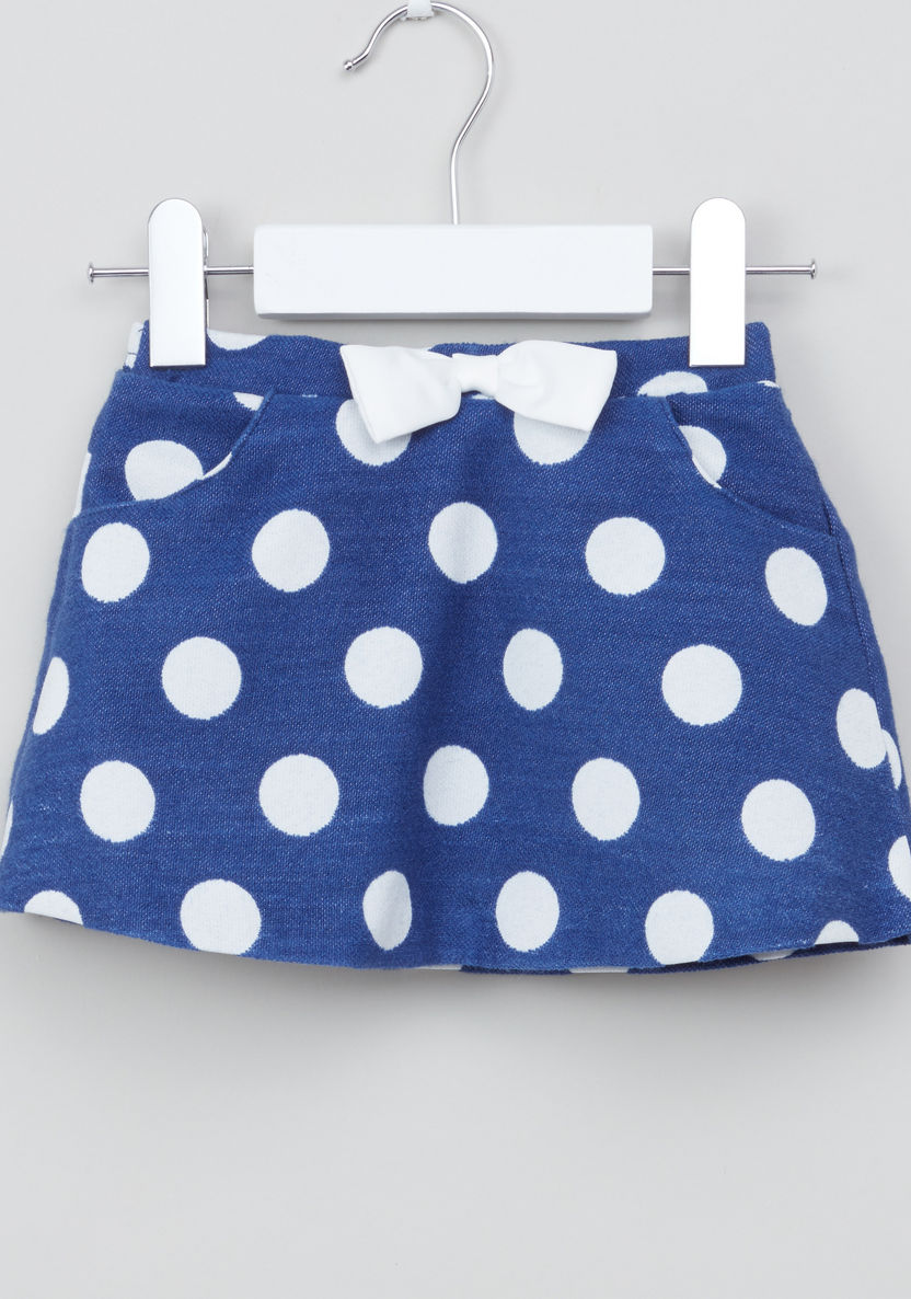 Juniors Polka Dot Printed Sleeveless Blouse with Pocket Detail Skirt-Clothes Sets-image-4