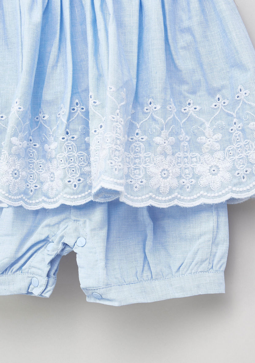 Juniors Schiffli Detail Blouse and Shorts Set-Clothes Sets-image-3