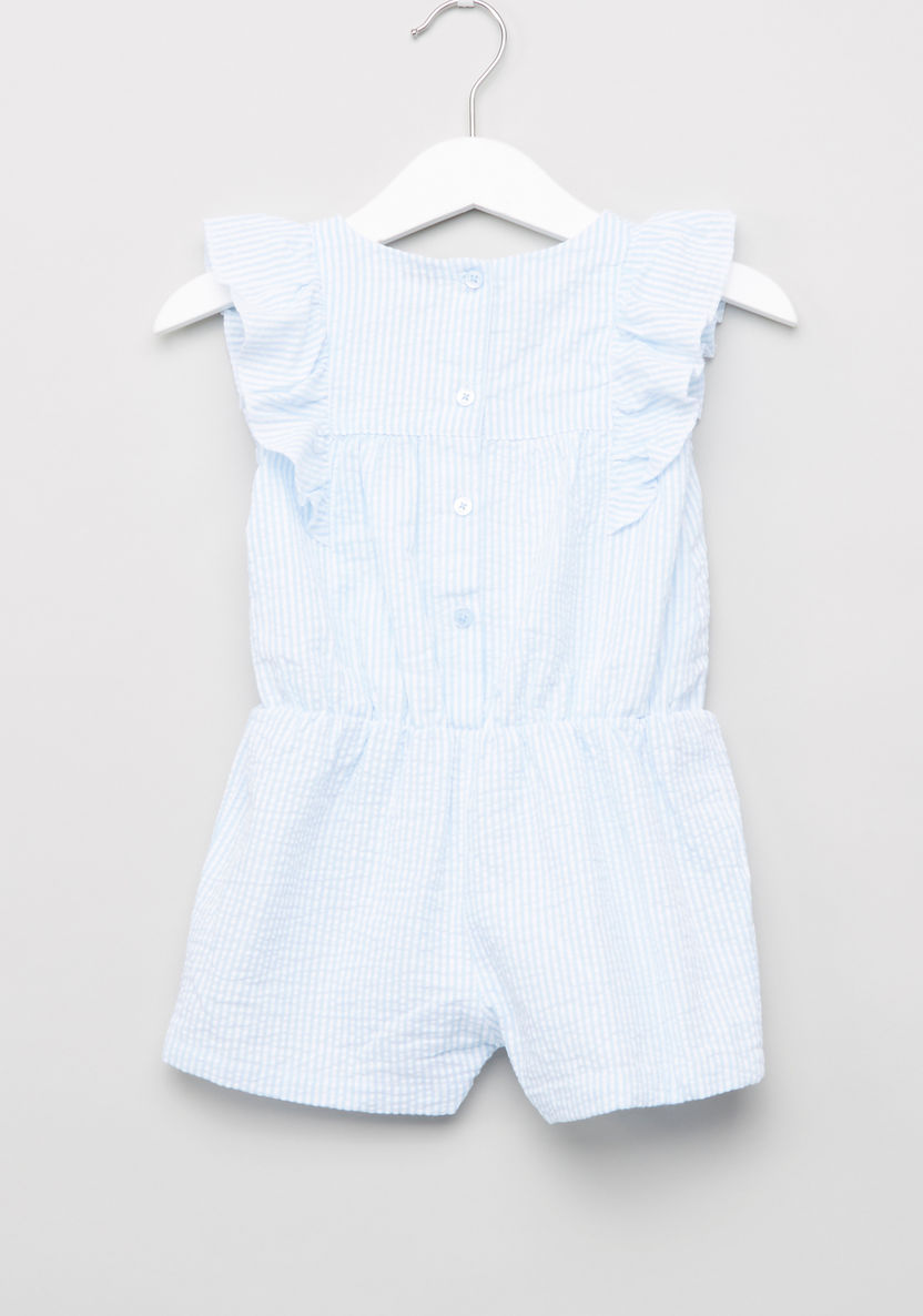 Giggles Striped and Embroidered Romper-Rompers%2C Dungarees and Jumpsuits-image-2