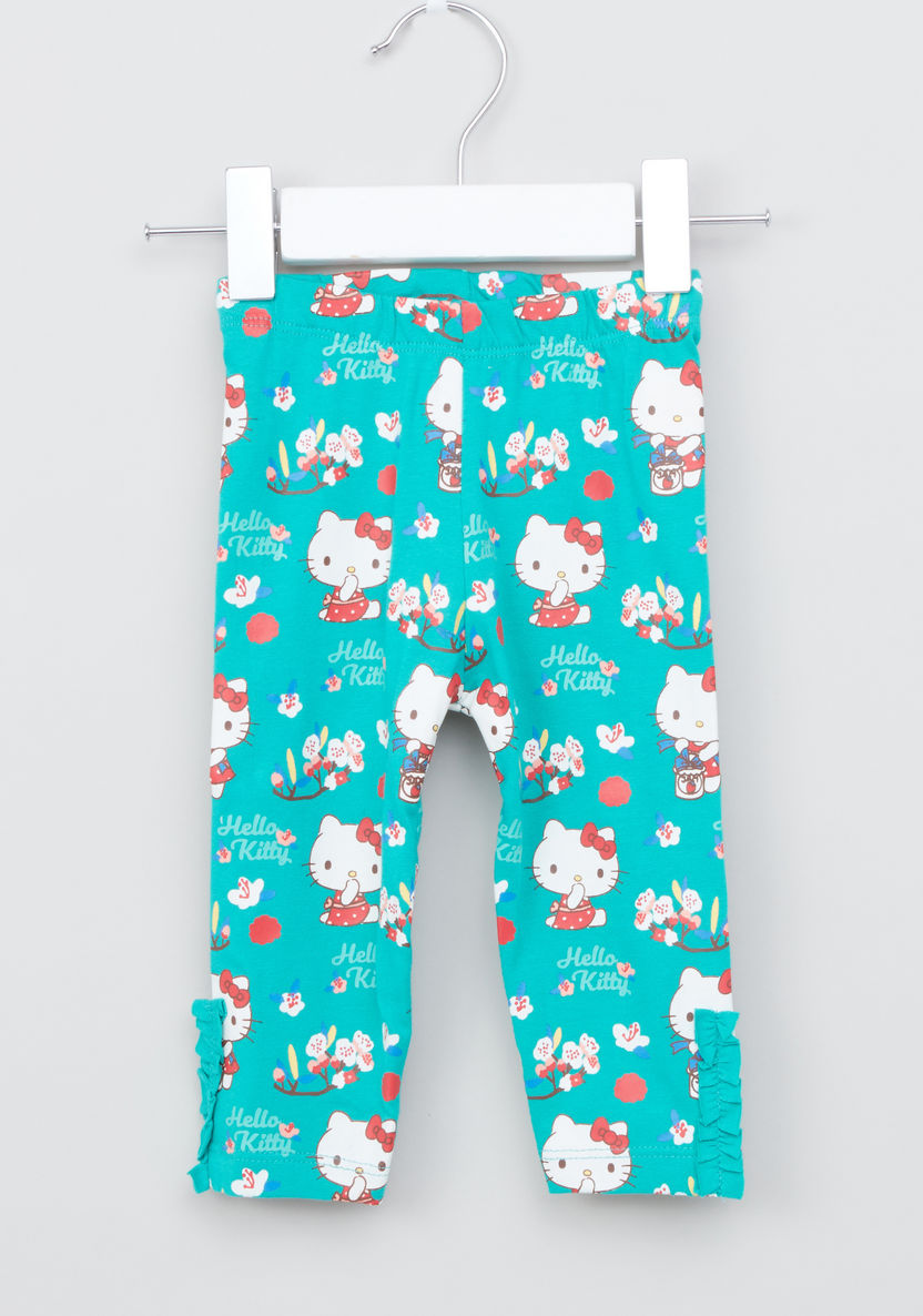 Hello Kitty Printed Leggings with Frill Detail - Set of 2-Leggings-image-4