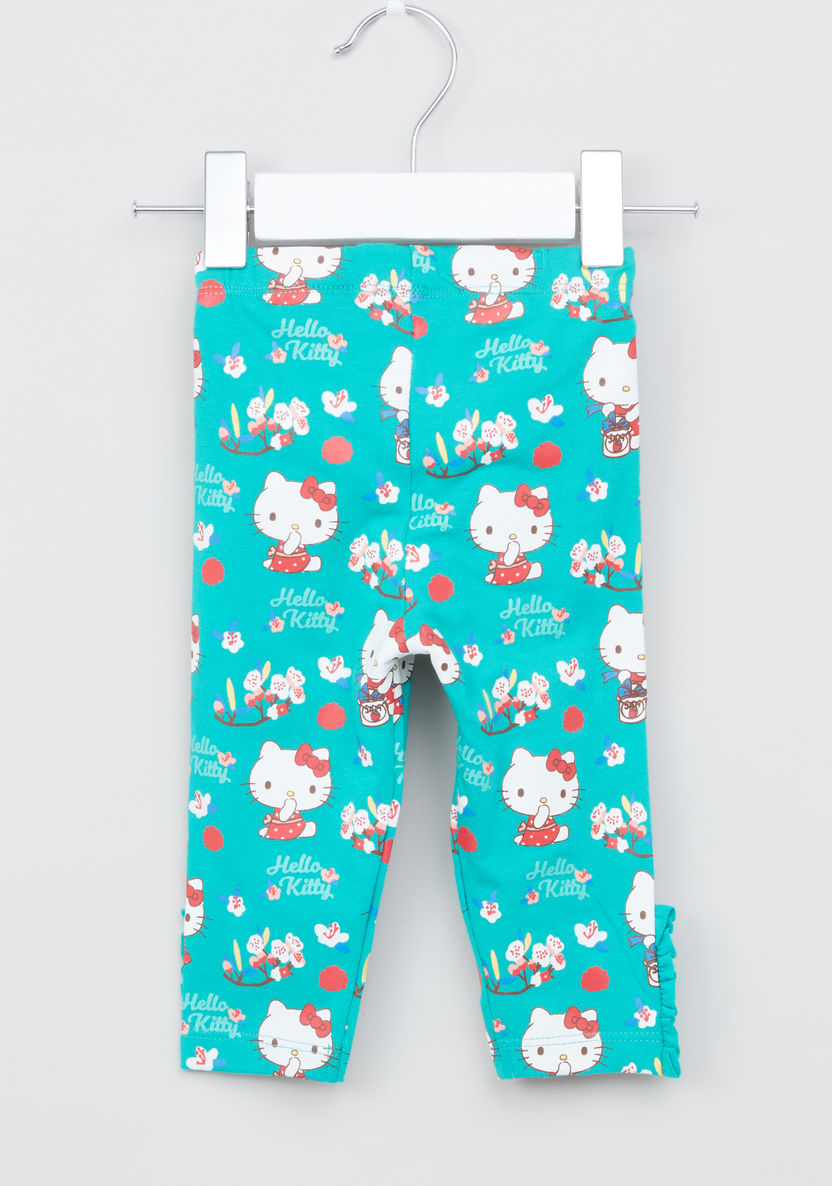 Hello Kitty Printed Leggings with Frill Detail - Set of 2-Leggings-image-5