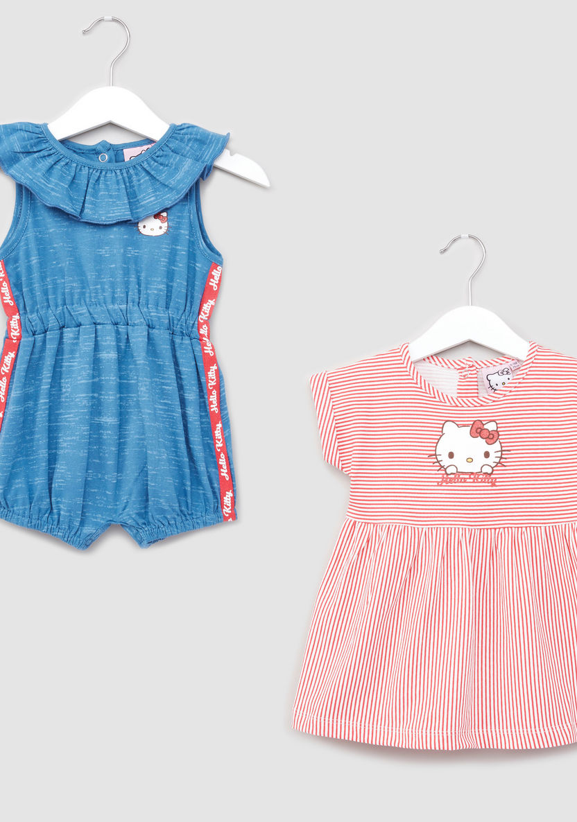 Sanrio Hello Kitty Printed Dress with Tape Detail Romper-Clothes Sets-image-0