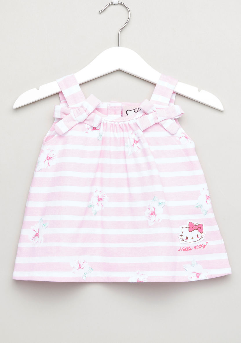 Sanrio Floral Printed Striped Top and Shorts Set-Clothes Sets-image-1