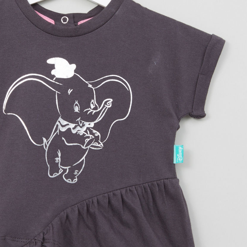 Dumbo Printed Top with Asymmetric Hem and Round Neck-T Shirts-image-1