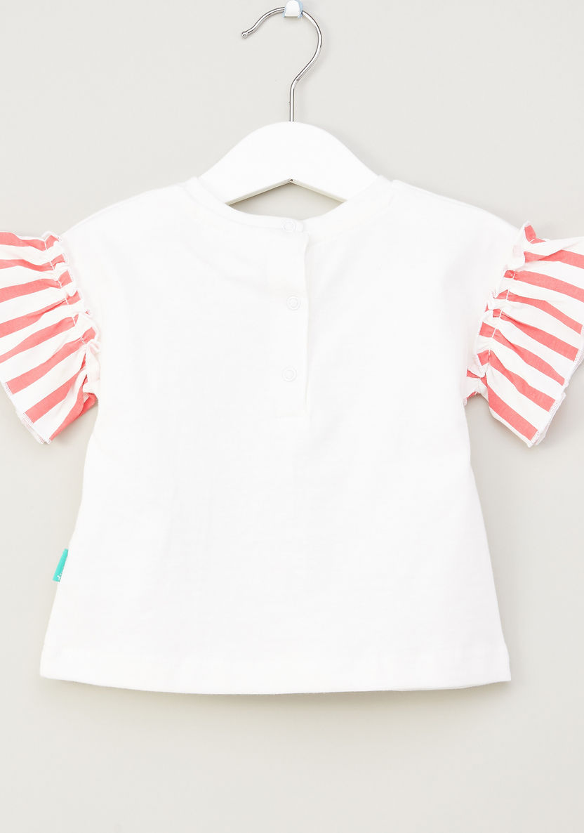 Dumbo Printed Top with Striped Sleeves-Blouses-image-2