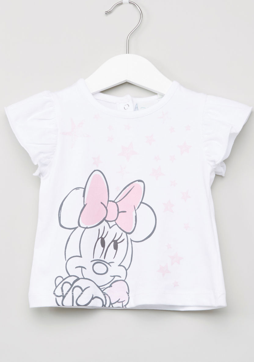 Minnie Mouse Graphic Printed T-shirt with Ruffled Sleeves - Set of 2-T Shirts-image-1