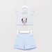 Minnie Mouse Printed Round Neck T-shirt with Striped Shorts-Clothes Sets-thumbnail-0