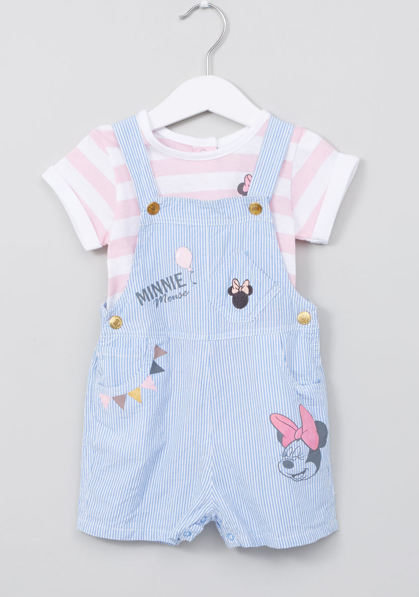 Minnie Mouse Printed T-shirt with Pocket Detail Dungarees-Clothes Sets-image-0
