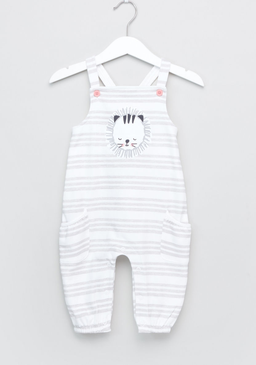 Juniors Printed T-shirt with Striped Rompers-Rompers%2C Dungarees and Jumpsuits-image-3