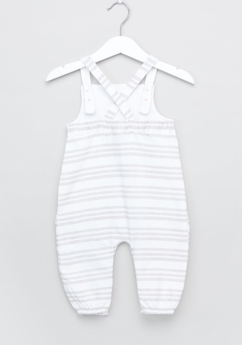 Juniors Printed T-shirt with Striped Rompers-Rompers%2C Dungarees and Jumpsuits-image-4
