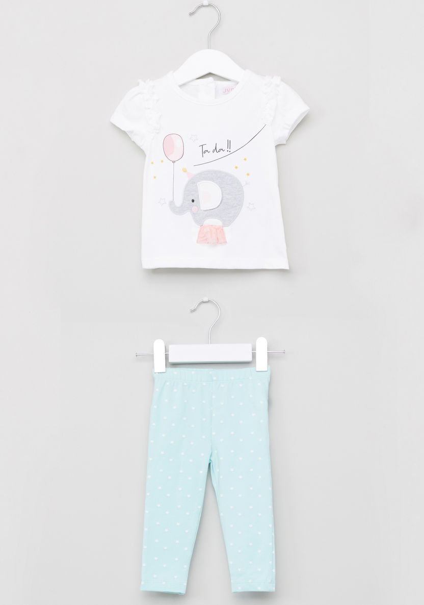 Juniors Printed T-shirt with Leggings-Clothes Sets-image-0