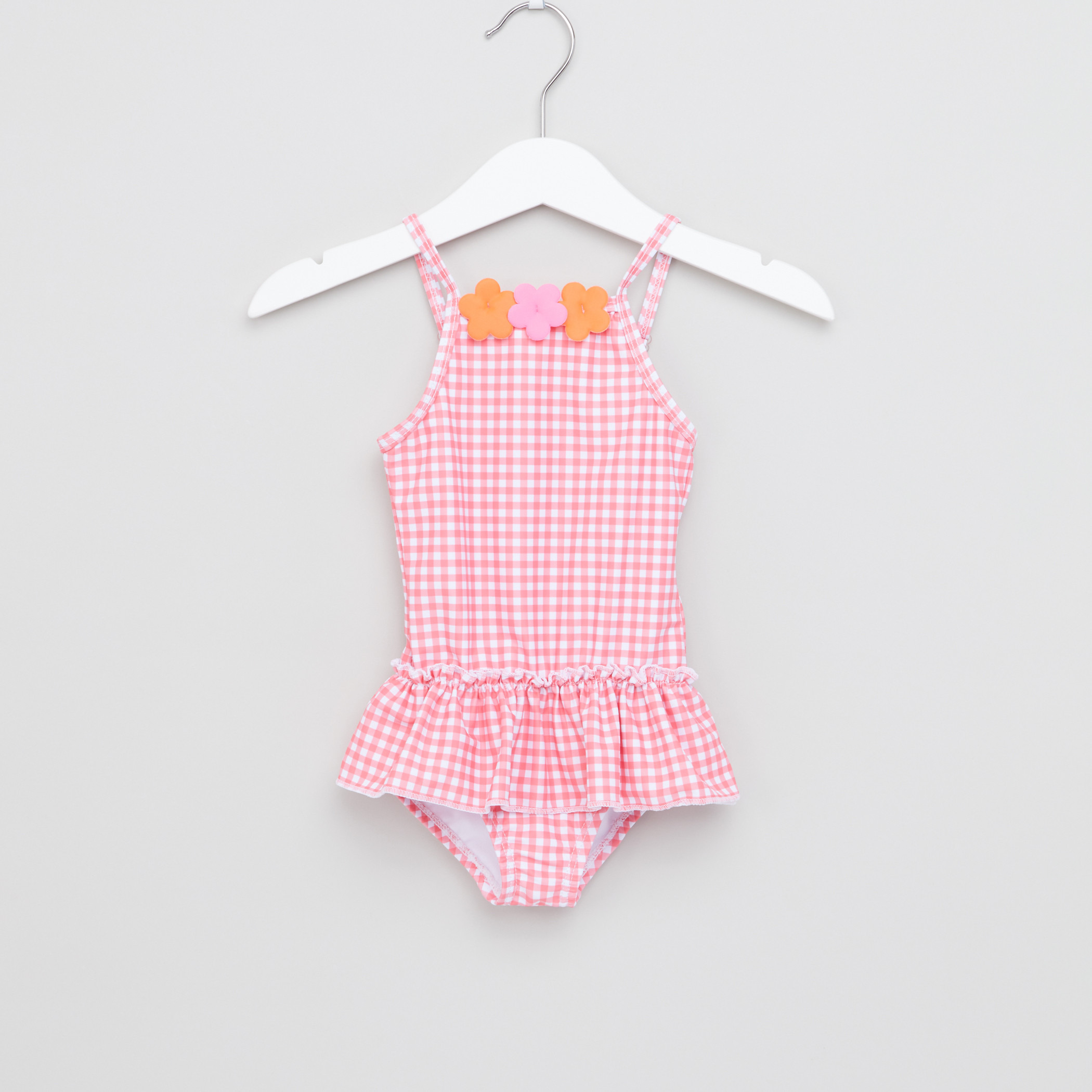 بدلة سباحة كاروهات بتفاصيل مزخرفة  من جونيورز.-baby-girls-clothing-swimwear-image-1