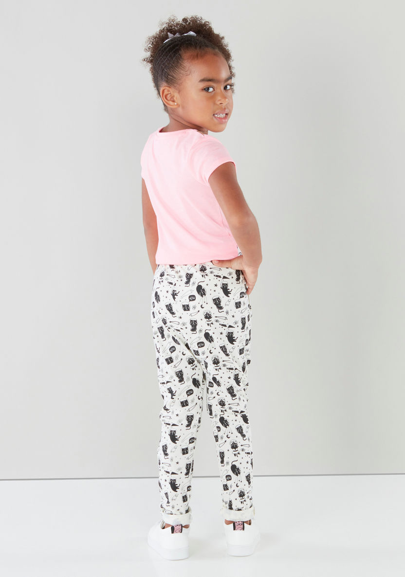 Juniors Printed Joggers with Elasticised Waistband-Jeans and Jeggings-image-1