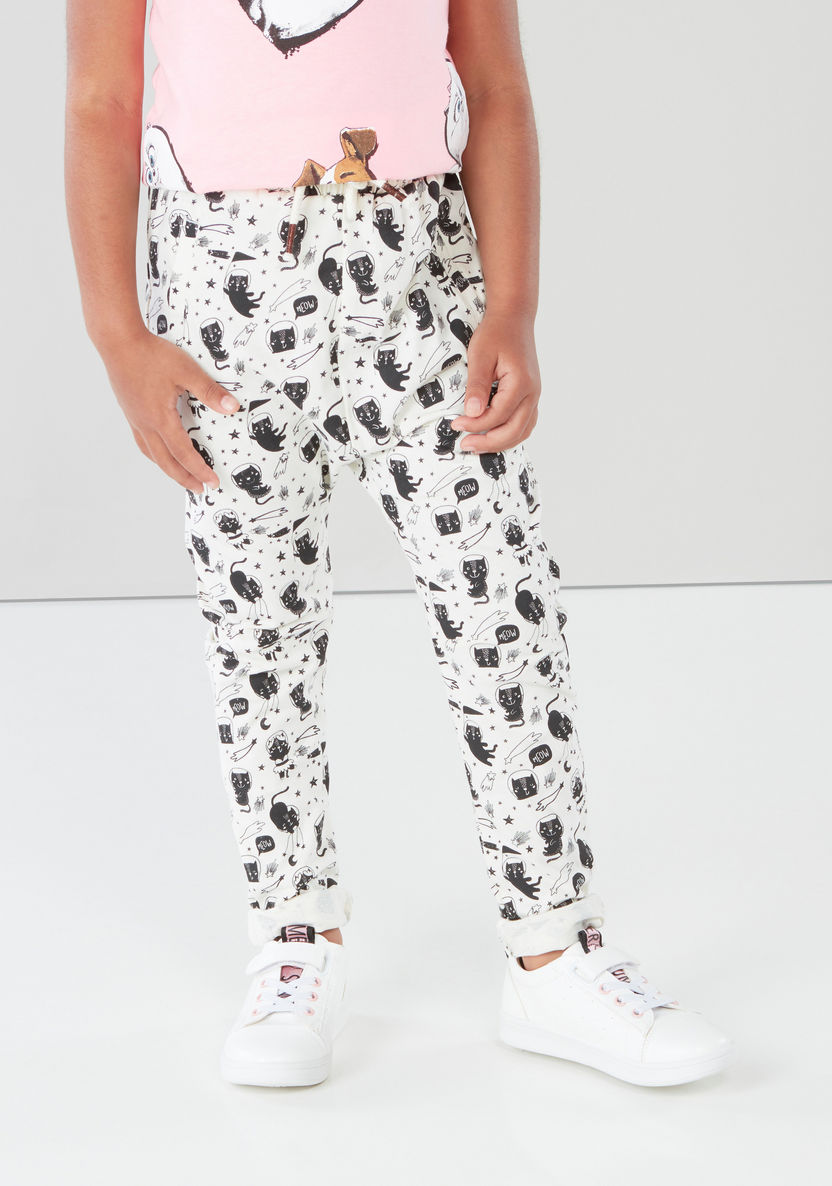 Juniors Printed Joggers with Elasticised Waistband-Jeans and Jeggings-image-2