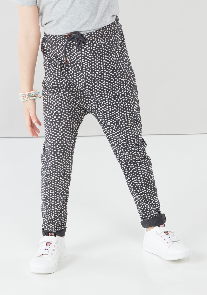 Juniors Printed Pants with Elasticised Waistband-Pants-image-2